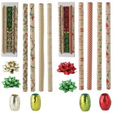 Praznični komplet za zavijanje daril 70 x 200 cm kraft mešanica vzorcev *6543