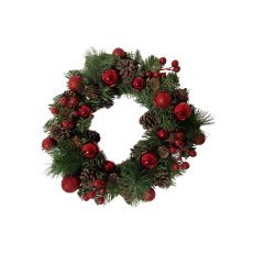 Božični venec 36 cm z storži rdeč *4251