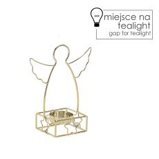Svečnik kovinski na tealight zlati - angelček 12,5 x 6,7 x 15,6 cm pak=4 kos *5654