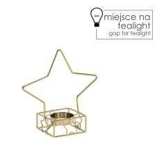 Svečnik kovinski na tealight zlati - zvezdica 14,2 x 7 x 14,3 cm opak=4 kos *5661