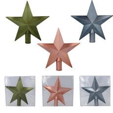 Vrh za božično drevo 20 cm zvezda olivna/bakrena/grafitna *7061