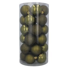 Kompl. 30 okraskov 6 cm olivna/bakrena/grafitna *7238