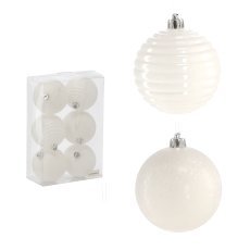 Komplet 6 okraskov - beli - GIF7290