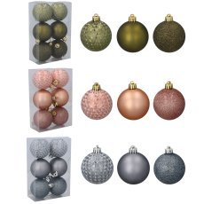 Kpl. 6 bombek 6 cm olivno/bakreno/grafitno mešanica vzorcev *7368