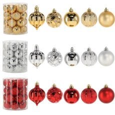 Kompl. 26 okraskov 6 cm rdeča/zlata/srebrna *7467