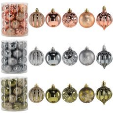 Kompl. 26 okraskov 6 cm olivni/bakreni/grafitni *7474