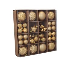 Kompl. 60 božičnih okraskov rdeč/zlat/srebrn mix vzorcev *7597