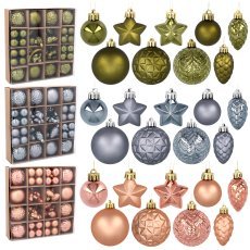 Kpl. 60 božičnih okraskov olivna/bakrena/grafitna mešanica vzorcev *7603