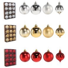 Kompl. 12 krogel 6 cm rdeča/zlata/srebrna mešanica vzorcev *7610