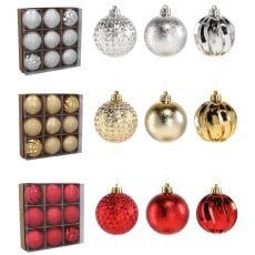 Kompl. 9 bunkic 6 cm rdeča/zlata/srebrna *7634