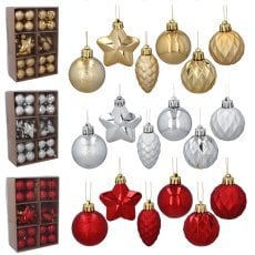 Kpl. 47 okraskov 4-6 cm rdeča/zlata/srebrna mešanica vzorcev *7696