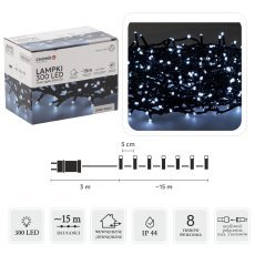 Lampki led 300l zimny biały dł. 3 + 15 m wewn/zewn *9515  Luči led 300l mrzla bela dolž. 3 + 15 m notranje/zunanje *9515