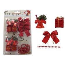 Komplet božičnih okraskov rdeč paket=72kos *7924