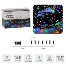 Lampki led 500l multikolor, dł. 3 + 25 m wewn/zewn *9584