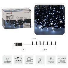 Lampki led 500l hladen bel + hladen utrip, dł. 3 + 25 m notranja/zunanja *9607