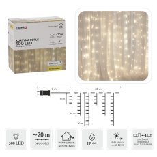 Zavesa ledene sveče 500l toplo bela + hladna bliskavica, dol. 3 + 20 m *9881