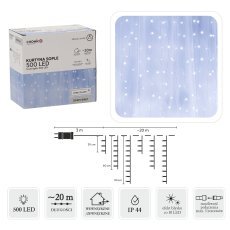 Zavesa ledene sveče 500l hladen bel + hladen flash, dol. 3 + 20 m - LED9898