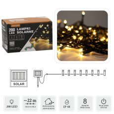 Svetilke led solarne 200l topel bela, dol. 2 + 20 m *9935