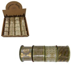 Praznični dekorativni trak 5 cm x 2,7 m zlata mešanica vzorcev opak=20kos *9805