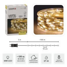 Svetilke led žičke na kolutu 1000l topla bela, dol. 3 + 100 m *0085