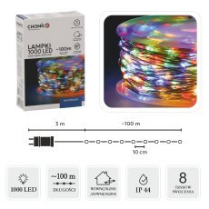 Luči led žičke na kolutu 1000l multicolor, d. 3 + 100 m *0108