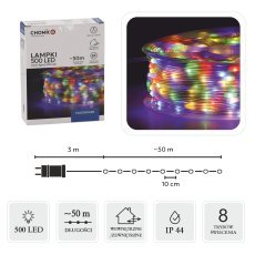 Led lučke micro na kolutu 500l multicolor, dol. 3 + 50 m *0139