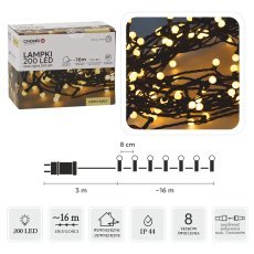 Lampice led kroglice 200l toplo bela, dol. 3 + 16 m *0146