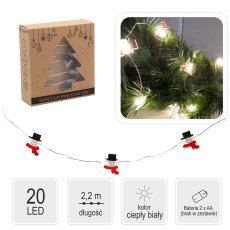 Led veriga lučk snežak 20 l na baterije pak=20kos *0207