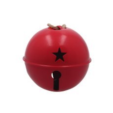 Okrasitev božična - obesek 10 x 10 x 10,5 cm kovinska rdeča z zvončkom *0924