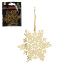Komplet 3 okraskov za božično drevo - zlata snežinka 8 x 8 cm pakiranje=48kom *0764