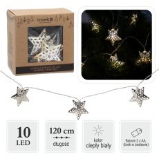 Veriga luči led srebrne zvezdice 10 l topla bela *0979