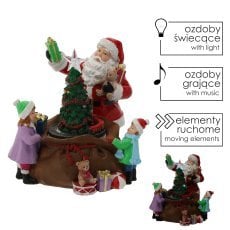 Glasbena skrinjica božična led božiček z božičnim drevesom in darili 20 x 19 x 19 cm *2423