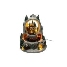 Glasbena skrinjica božična led zimska vas z vlakom 23 x 23 x 25,5 cm *2447