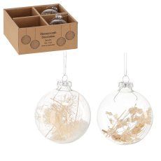 Kompl. 4 prozornih božičnih krogel s klaskom 8 cm *1938