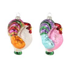 Steklena božična kroglica - petelinček mešanica barv 5,9 x 8,5 x 4,3 cm pakiranje=6kos *2324