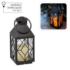 Praznična laterna 11 x 11 x 26,5 cm z vložkom led črna *2522