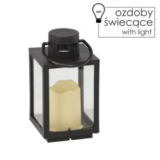 Praznična laterna 11 x 11 x 20,5 cm z led vložkom črna *2539