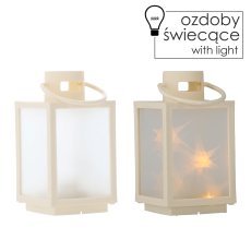 Praznična laterna 11 x 11 x 20,5 cm z vložkom led z učinkom 3d bela *2546