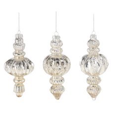 Steklena božična dekoracija 6,5 x 16 cm mešanica vzorcev barva šampanjska pakiranje=6kos *2584