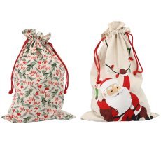 Bombažna božična vreča 70 x 48 cm mix vzorcev *3888