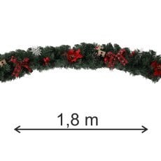 Božična dekoracija - girlanda 1,8 m rdeča s poinsettio *2569