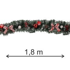 Božična dekoracija - girlanda 1,8 m belo-rdeča *2651
