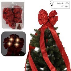 Pentlja na vrh božičnega drevesa rdeča led 2,1 m *3238