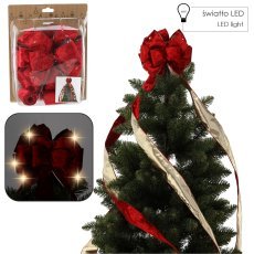 Pentlja na vrh božičnega drevesa rdeča žametna led 1,8 m *3245