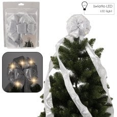 Kokarda na vrh božičnega drevesa srebrna led 1,8 m *3252