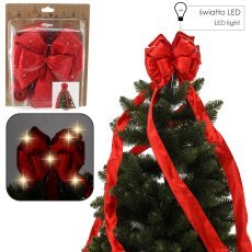 Pentlja za vrh božičnega drevesa rdeča satenasta led 1,8 m *3269