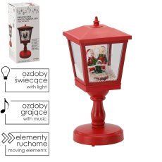 Praznična mini laterna 13,5 x 13,5 x 31,5 cm z glasbeno skrinjico led - rdeča *3535