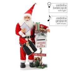 Mikołaj z nabiralnikom za pisma – led, melodija 100 cm *3436
