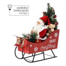 Mikołaj na saneh z božičnim drevesom – led, melodija 60 cm *3450