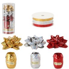 Komplet za pakiranje daril - zlata / srebrna / rdeča *3665